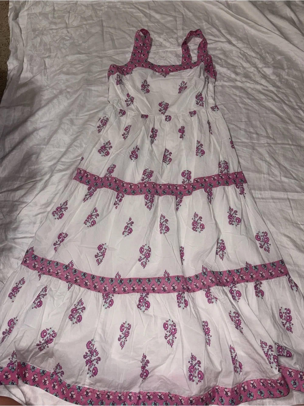 Like new J.Crew Blue Floral cottagecore boho Tiered Midi Dress Sz.4
